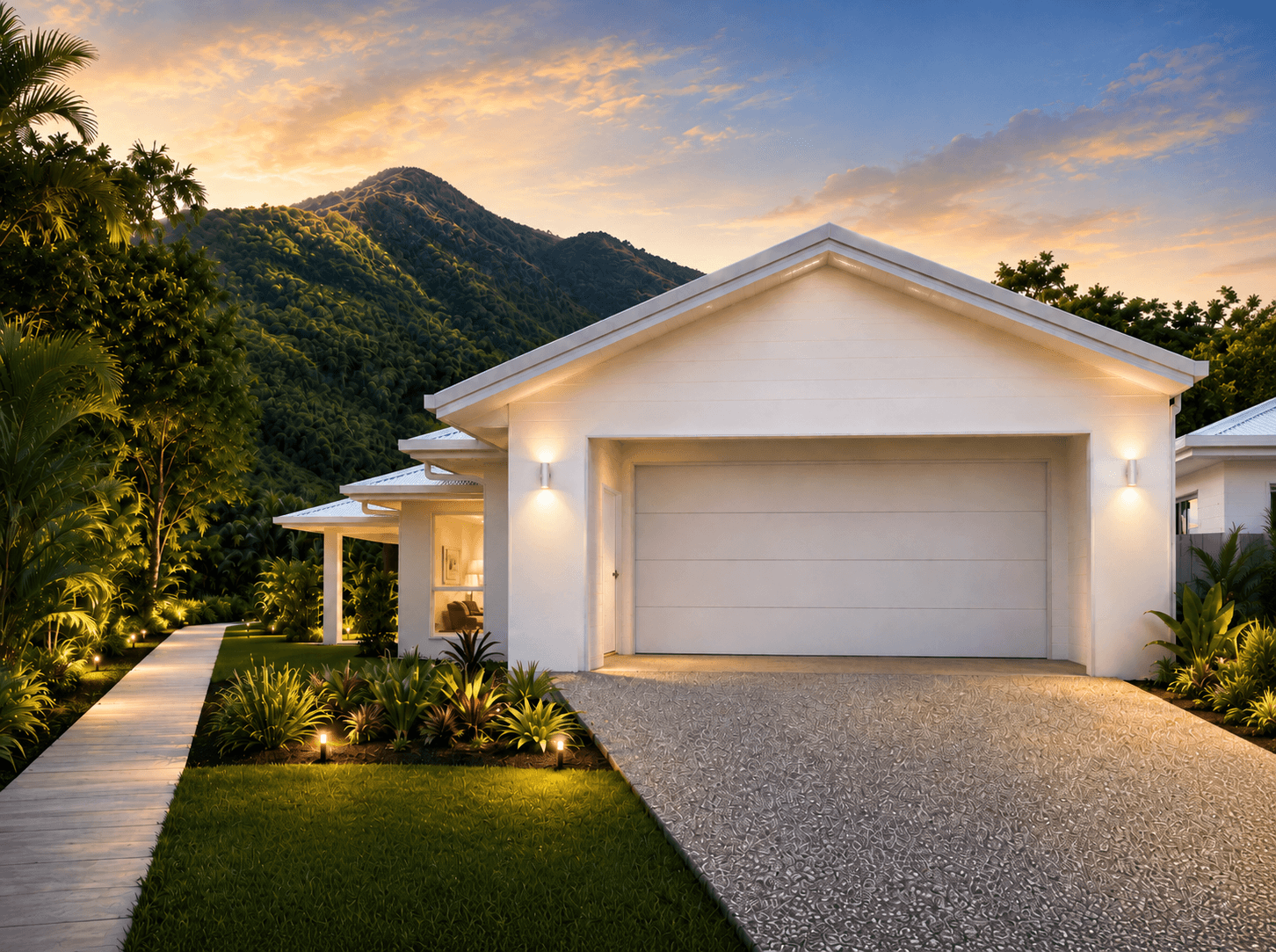 Featured House & Land — facade with mountain backdrop